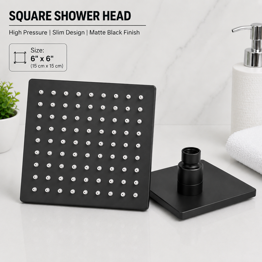 Over Head Shower | Square Slim Shower Head in 6 inch x 6 inch