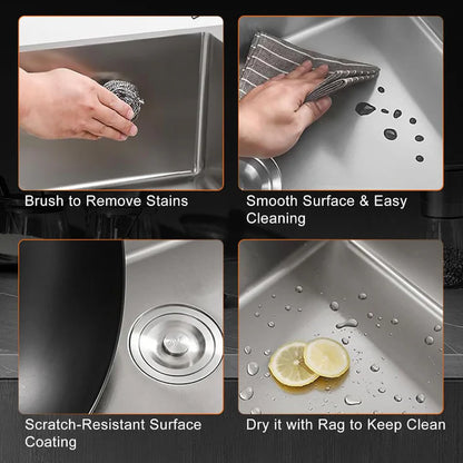 18x24 inch Handmade Kitchen Sink in Stainless Steel | Single Bowl with Basket and Drain Fitting