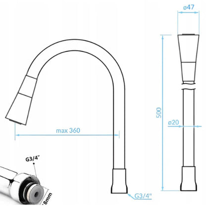 360° Flexible Rubber Neck for Kitchen and Bathroom Faucets | Dual Function Sprayer