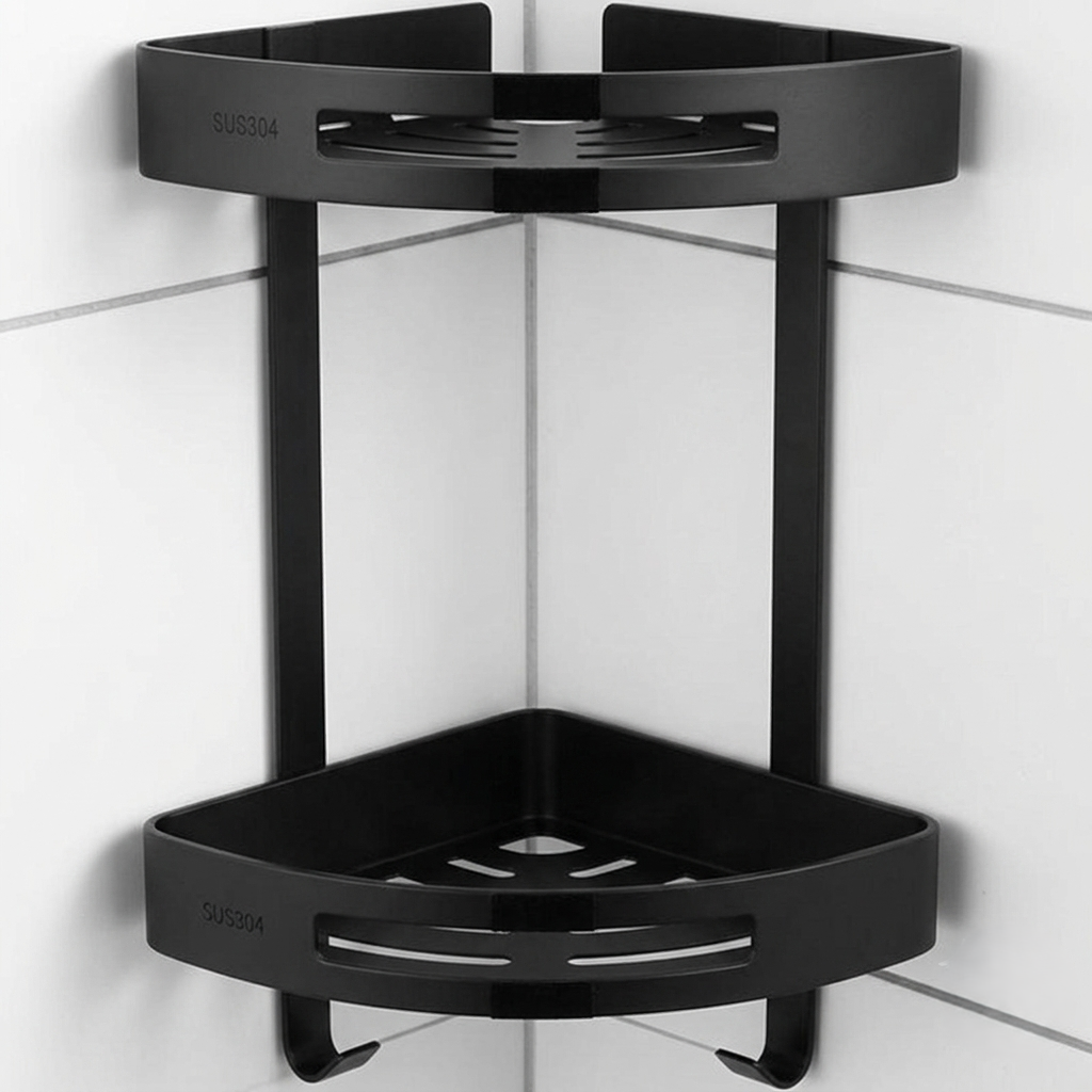 Corner Shelf SS | Double Shelf | Wall Corner Mounting