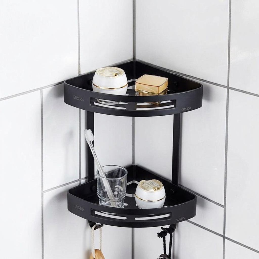 Corner Shelf SS | Double Shelf | Wall Corner Mounting