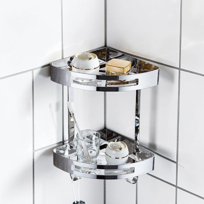 Corner Shelf SS | Double Shelf | Wall Corner Mounting