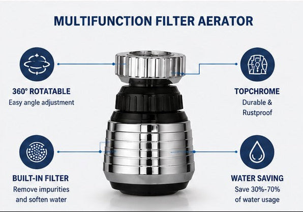 360° Rotatable Multifunction Filter for Kitchen & Basin Mixer